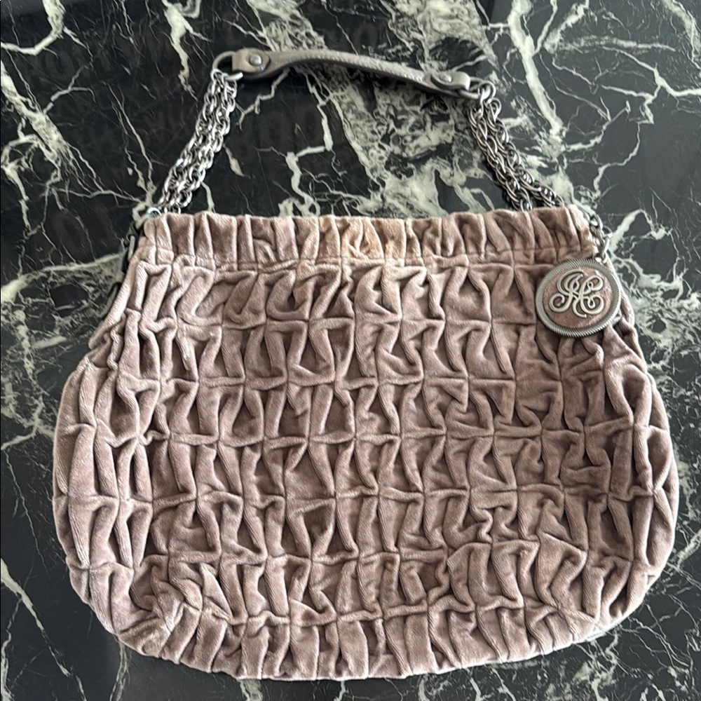 Juicy Couture Gray Shoulder Bag with Ruched Texture